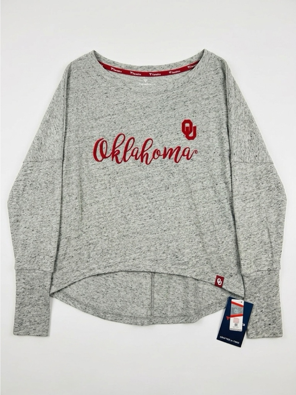Fanatics Gray Pullover Sweatshirt with Red Oklahoma Script